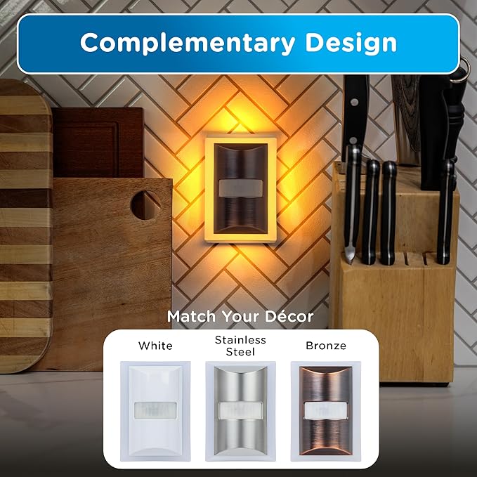 Enbrighten SleepLite LED Night Light Motion Sensor Nightlight Dusk to Dawn Amber Lights Ambient Lighting Room Decor for Bedroom Baby Nursery Bathroom Oil Rubbed Bronze