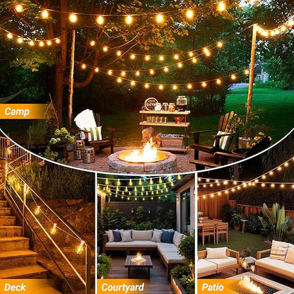 LAMPHOME 26FT Outdoor String Lights Waterproof, Connectable Patio Lights with 12+1 Shatterproof ST38 LED Edison Bulbs, Hanging Lights for Backyard Garden Porch Deck Christmas Party Cafe Outdoor Decor