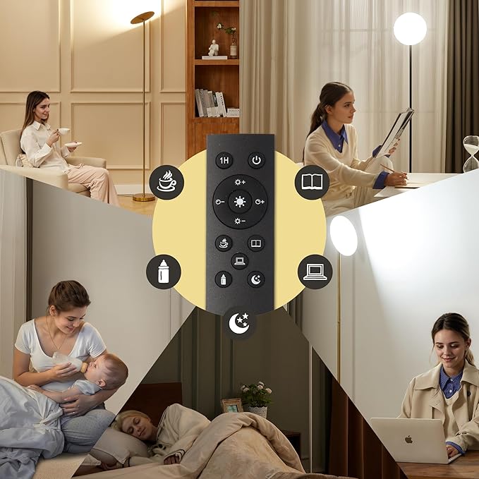 LED Torchiere Floor Lamp, 3200LM, 71" Tall Modern Torchiere Lamp in Golden Brass, Stepless Dimming, Remote & Touch Control, Super Bright Light for Living Room and Bedroom, Heavy Stable Base