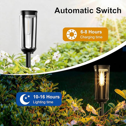 Solar Pathway Lights Outdoor Waterproof IP65, 4 Pack Warm White Solar Walkway Lights, Auto On/Off Outdoor Light for Lawn Garden Patio Driveway Decor Landscape Lighting