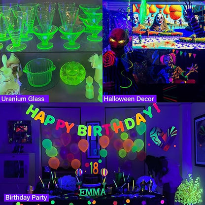 Dimmable Black Light Strip Kit 66ft/20M 1200 LEDs, 12V Flexible Blacklight Fixtures, 385nm-400nm, Black Light LED Strip for Glow Party Fluorescent Poster Halloween Indoor Bedroom Decor, Non-Waterproof