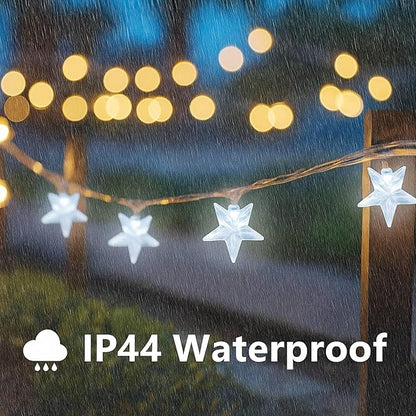 50 LED Solar Star Lights Outdoor, 30.67FT Star Twinkle Lights Outdoor Waterproof with 8 Modes, Solar Powered String Lights, Yard Patio Garden Camping Wedding Party Decor（Cool White）