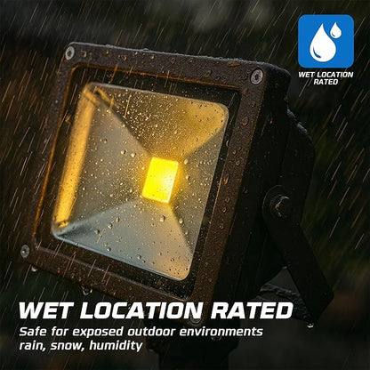 OHLECTRIC 20W LED Flood Light Outdoor, 1600/1700 Lumens 3500/4500K, 106º (180º tilt) IP65 Waterproof Outdoor Security Lighting Fixture, 100-277V AC, COB LED, Die-Cast Aluminum Adjustable Mount