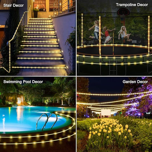 WIND STAR Solar Rope Light, 39FT 100 LEDs Fairy String Light Solar Powered, 8 Modes IP65 Waterproof Tube Light Decorative for Balcony Patio Garden Fence Camping, Warm White