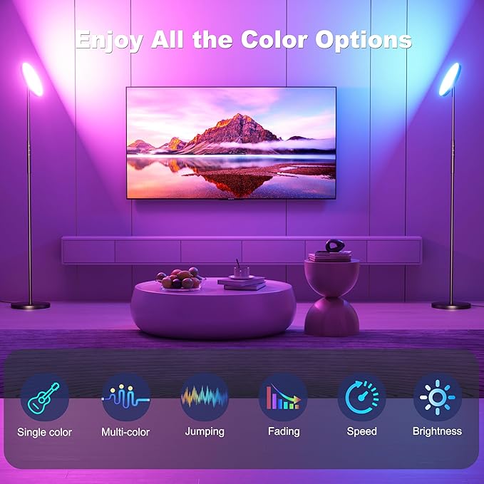 Yikuneng RGB Torchiere Floor Lamps for Living Room, 3600LM 36W Bright LED Standing Lamp with Remote, Modern Color Changing Tall Lamp with Stepless Dimming, 69" Corner Floor Lamp for Bedroom, Office
