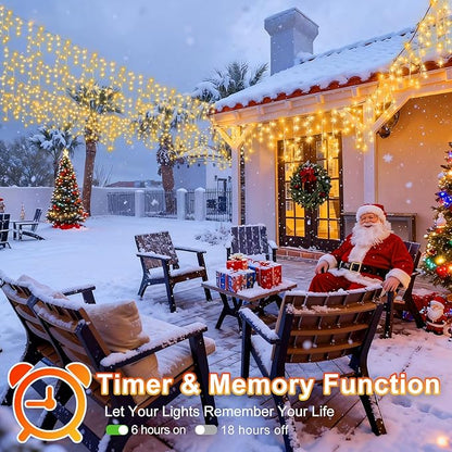 KNONEW 164FT 1600 LED Christmas Lights Outdoor Decoration with 320 Drops Timer 8 Modes Hanging Lights Plug in Waterproof Indoor Decor for Holiday Wedding Party Window (Warm White)