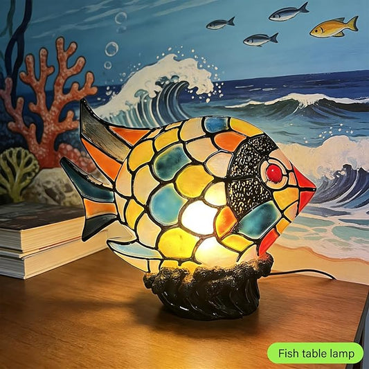 Fish Lamp Home Decor, Ocean Decorations Resin Colorful Fish Table Lamps for Bedroom Living Room Nursery Office, Whimsical Animal Desk Lamp, Birthday Gifts for Girl Mother Grandmother Woman.