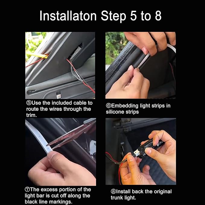 Car LED Strip Lights, Flexible Car Trunk Light Strip, 157.48" Trunk Led Light Strip, Easy to Install, Waterproof, Universal Fit for Car Trunks, SUVs,Warm Yellow