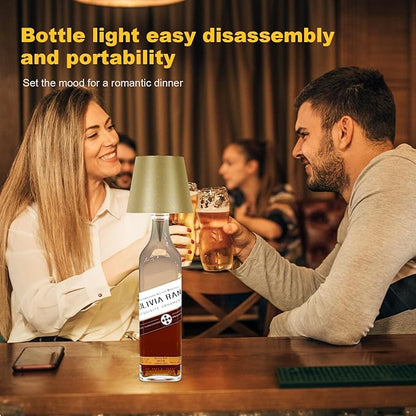 Wireless Bottle Lamp, 2024 New 3 Color Rechargeable Wine Bottle Lights for Bars Restaurants (Yellow, 1PC)