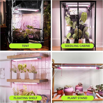 Hlite16inch Adjustable Full Spectrum Plant Growing Lamps- Linkable Grow Lights for Indoor Plants Plug and Hanging Design with On/Off Switch Hanging Grow Light from Seedling to Flowering,White
