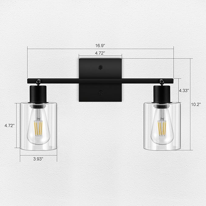 BoostArea LED 2 Light Track Lighting Kit, 2 Way Ceiling Spot Lighting with Glass Lampshade, Flexibly Rotatable Light Head for Kitchen, Living Room, Bedroom, Bulb Not Included