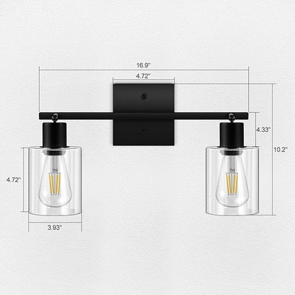 BoostArea LED 2 Light Track Lighting Kit, 2 Way Ceiling Spot Lighting with Glass Lampshade, Flexibly Rotatable Light Head for Kitchen, Living Room, Bedroom, Bulb Not Included