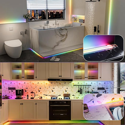 PAUTIX RGB Smart IC COB LED Strip Light IP65 Waterproof Addressable 24ft/7.5m,720LEDs/m UL-Listed 24V Chasing Color Strip Light Color Changing Flexible Tape Light(Without Controller&Adapter)