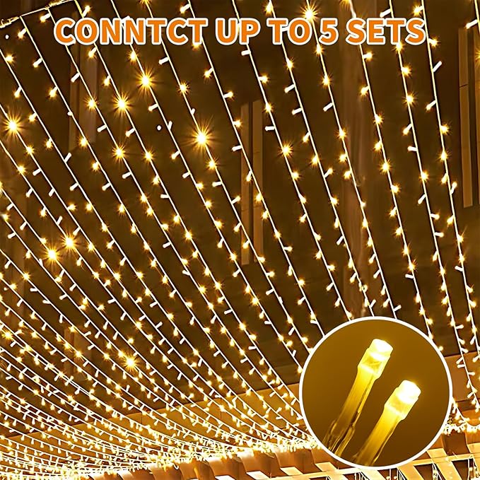 Etinga 200 LED String Lights 66ft Warm White, Plug in Fairy Lights with 8 Lighting Modes, Indoor Outdoor Christmas Lights for Bedroom Tree Yard Patio Wedding Holiday Decor (Warm White, 200 LED 66ft)