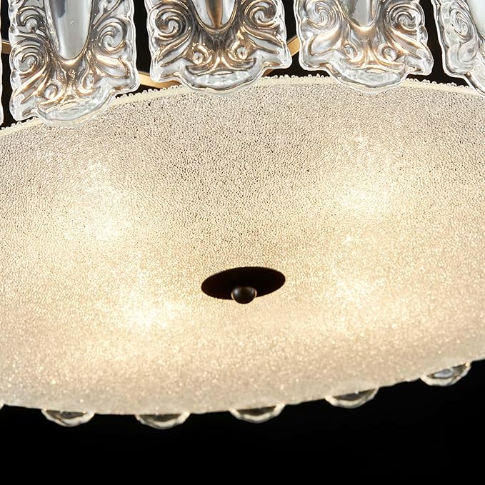 AGV LIGHTING Flush Mount Chandelier Light Fixture, Modern Black Chandelier, D20 x H10, E12 Base 4-Lights, Glass Shade & Black Finish