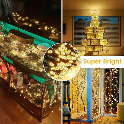 Connectable 240LED 88Ft 13Modes String Lights Outdoor Indoor | Extendable Green Wire Christmas String Lights with Timer | Twinkle Fairy Light Plug in for Xmas Tree Garden Decor Party (Warm White)