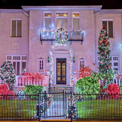 Red and White Christmas Lights, 66FT 200 LED Outdoor String Lights Waterproof with 8 Modes, Connectable Plug in Fairy Light Green Wire for Outside Indoor Patio Garden Xmas Party Holiday Decorations