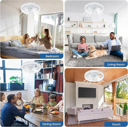 Ceiling Fans with Lights,Socket Fan Light with Remote Control,E26 Dimmable Brightness 3000K-6500K Memory,4 Fan Speeds,2200 Lumens LED Quiet Ceiling Fans Perfect for Small Spaces, Bedroom, Home Offices