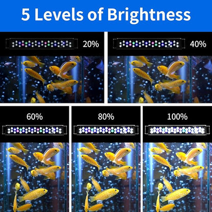 AQUANEAT LED Aquarium Light for 16 to 20 Inch Fish Tank, Auto On Off with Timer, Full Spectrum, Adjustable Brightness, Daylight Moonlight Mode, for Fresh Water Low-to-Mid Light Plants