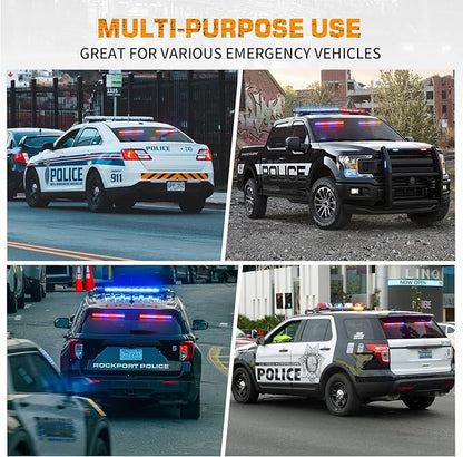XRIDONSEN 2 in 1 Red Blue Traffic Advisor Police Light Bar 144 LED Interior Front Windshield Dash Rear Window Police Lights Emergency Strobe Warning Hazard Safety for Vehicles Trucks (2x17.7 inch)