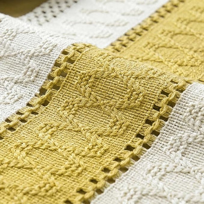 Artoid Mode Yellow Farmhouse Rustic Table Runner, Seasonal Holiday Hollow Kitchen Dining Table Decoration for Home Party Decor 12x36 Inch
