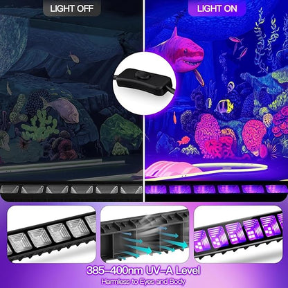Upgraded 4 Pack 40W Blacklight Bar, IP66 Waterproof LED Black Light with Plug+Switch+6ft Cord, Each Light Up 24x24ft, for Outdoor, Glow Party, Halloween, Body Paint, Bedroom, Classroom, Stage Lighting