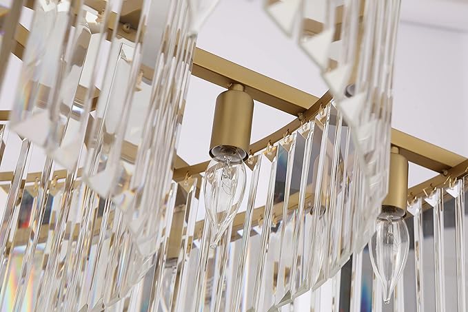 Crystal Chandelier Modern Luxury Pendant Gold Copper Ceiling Lights Fixture for Dining Living Room 12-Lights 3-Tier Raindrop Chandeliers Lighting (Copper, Dia 31 Inch)