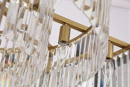 Crystal Chandelier Modern Luxury Pendant Gold Copper Ceiling Lights Fixture for Dining Living Room 12-Lights 3-Tier Raindrop Chandeliers Lighting (Copper, Dia 31 Inch)