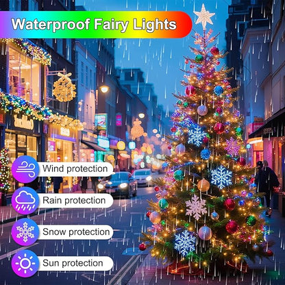 200FT 600LED Christmas Lights Plug in,Outdoor Indoor Waterproof Fairy Lights with Timer and 8 Modes, Christmas Tree Lights for Garden Party Wedding Decoration(Multi Color)