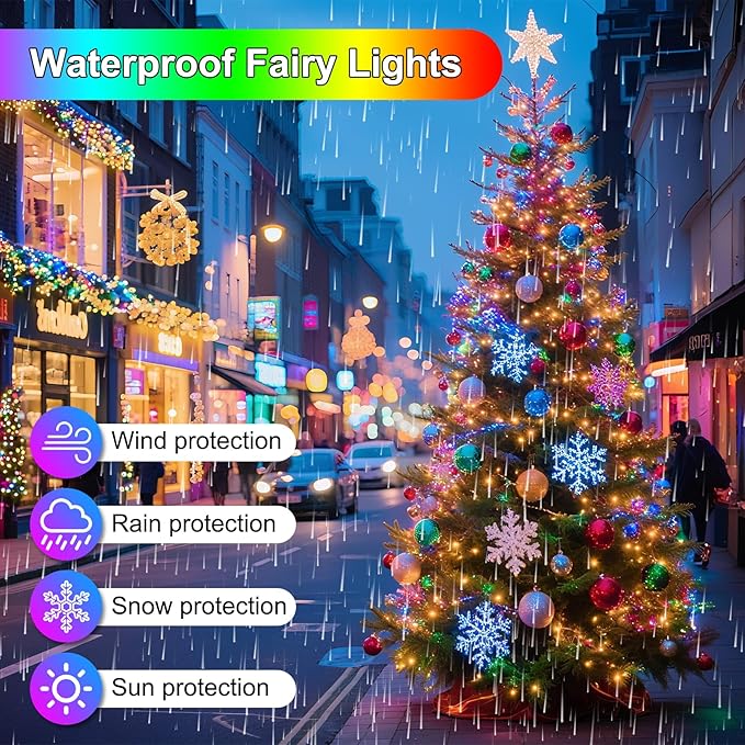 200FT 600LED Christmas Lights Plug in,Outdoor Indoor Fairy Lights with Timer and 8 Modes,Christmas Tree Lights for Garden Party Wedding Christmas Decoration(Multi-Color
