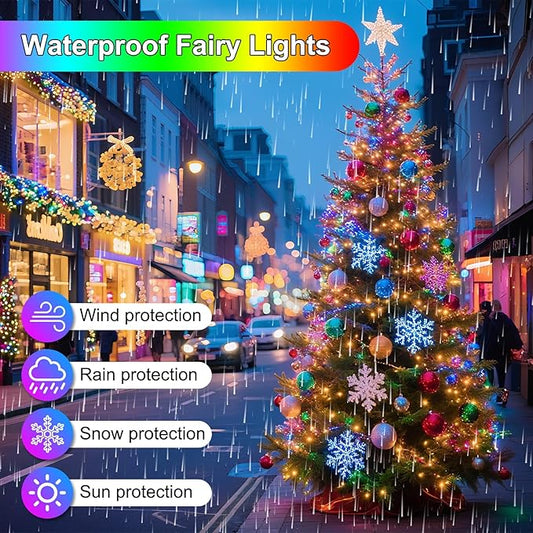 200FT 600LED Christmas Lights Plug in,Outdoor Indoor Fairy Lights with Timer and 8 Modes,Christmas Tree Lights for Garden Party Wedding Christmas Decoration(Multi-Color