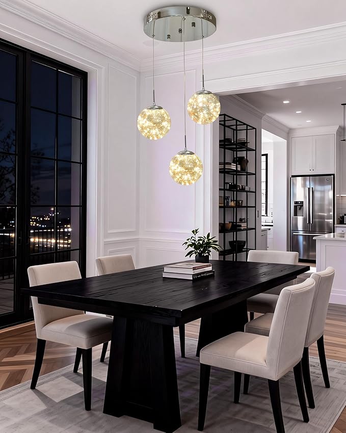 Pendant Lights Modern Crystal Chandeliers Hanging Light Fixture for Kitchen Island Sphere Pendant Light,Adjustable Chandelier for Dining Room,Foyer,Living Room Entryway