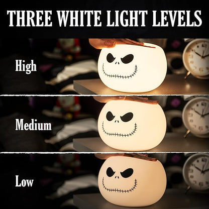 Disney Jack Skellington Squishy Light - Color-Changing Night Light for Kids & Adults, USB/Battery Operated Dimmable Lamp, Halloween & Christmas, Perfect for Bedroom, Playroom, Living Room (82503)