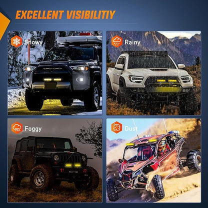 Nilight Side Shooter LED Light Bar Amber Beam Pods 2PCS 6.5 Inch 60W Flood Spot Combo Fog Driving Lighting w/ 16AWG 5Pin Rocker Switch Wiring Harness Kit for Truck SUV ATV UTV Boat Van