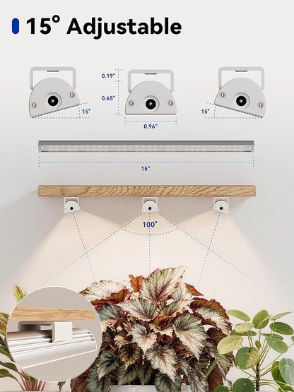 GLOWRIUM Smart Grow Lights for Indoor Plants with APP, Full Spectrum Grow Lights for Seed Starting, G6 Plant Light Strip with auto Timer, 3 Angle dimming Levels for Plant Shelf, 2-Pack (Silver, 16W)