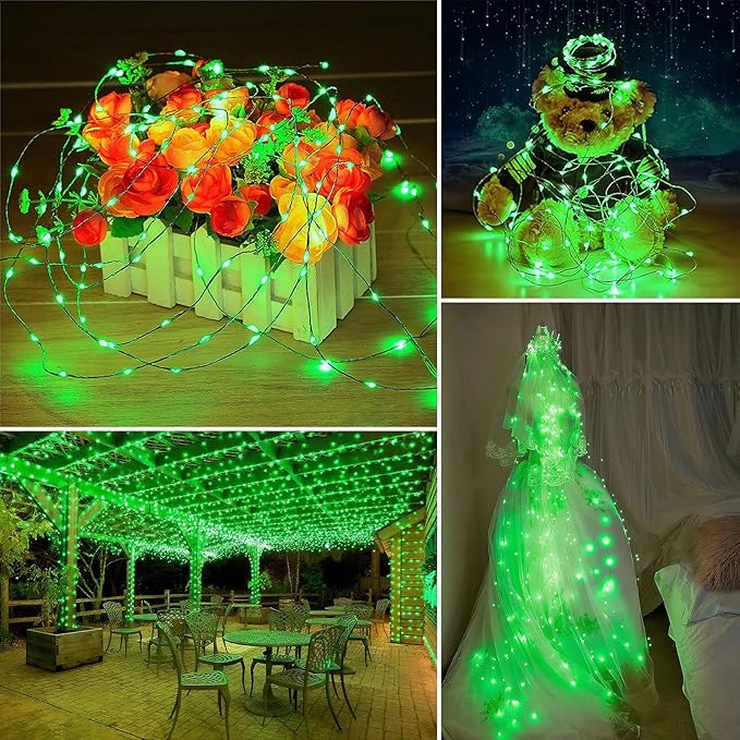 Solar String Lights Outdoor Waterproof 33ft 100LED 8 Modes Twinkle Lights Solar Fairy Lights for Patio, Garden Yard Party Wedding Tree Christmas Halloween Decoration, Green