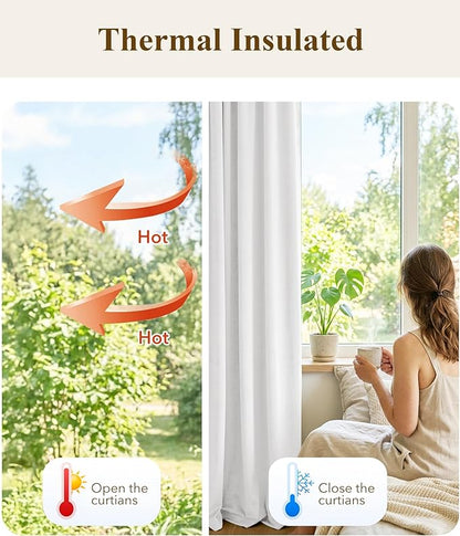 StangH White Velvet Curtains 108 inches Long, Luxury Back Tab Privacy Protect Window Drapes for Living Room Sliding Door/Patio/Laundry, W52 x L108, 2 Panels