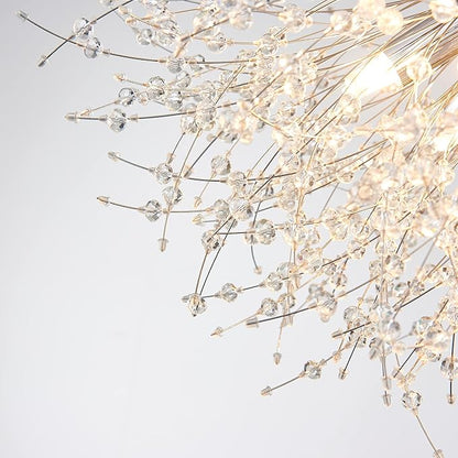 AGV LIGHTING CL023C Crystal Ceiling Light, Close to Ceiling Flushmount Light Fixture, Firework Design Dandelion Shape, 6-Lights, D18 x H10, Chrome Finish