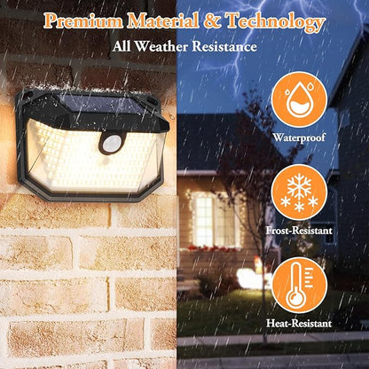 2-Pack Solar Outdoor Lights, Super Bright Solar Powered Motion Sensor Outdoor Lights, Warm White, 178s LED Outside Security Wall Lights for House, Porch, Fence