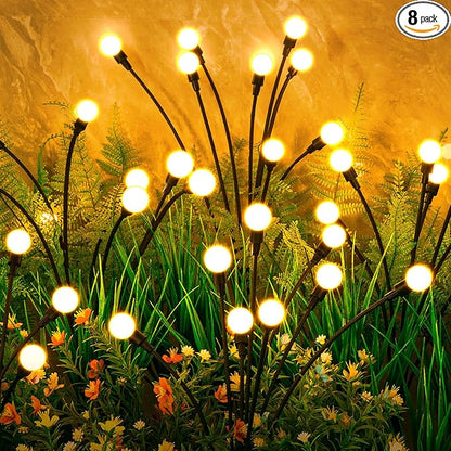 Solar Lights Outdoor(8-Pack, 64 LEDs), ASMAD Solar Garden Lights, Outdoor Decorations, Firefly Light for Patio Decor, Big Bulb, Unique Gifts for Women, Gifts for Grandma