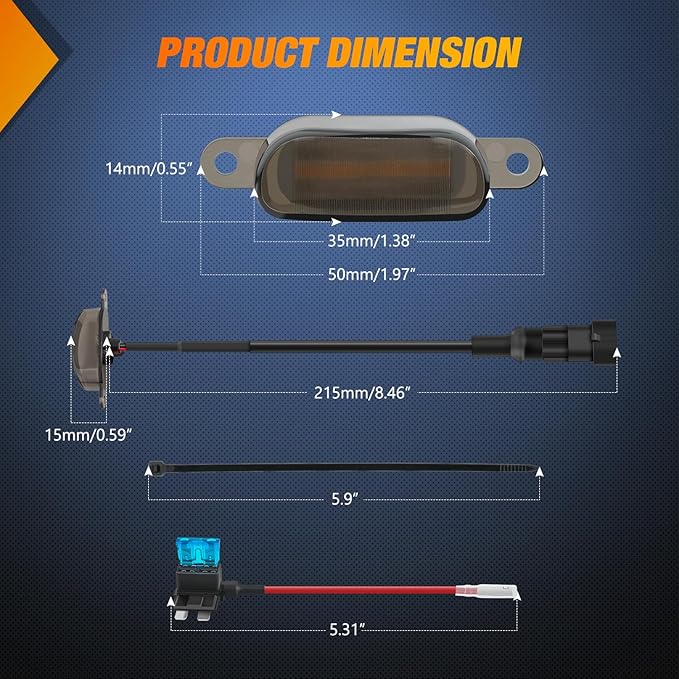 Nilight Front Grille Marker Light 3PCS 4LED Amber LED Lights Smoked Lens Waterproof Compatible with 2004-2019 Ford F-150 Raptor and 2013-2018 Dodge Ram 1500 Aftermarket Grilles