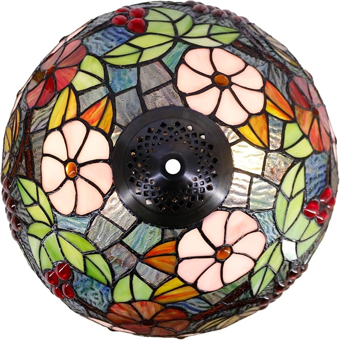 Tiffany Floor Lamp Stained Glass Standing Reading Lamp 16x16x70 Inches Antique Pole Corner Light for Bedroom Living Room (Grapes Flower)