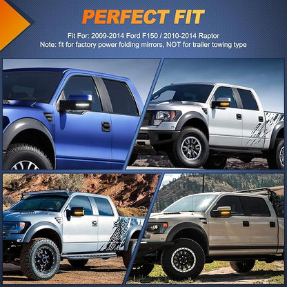 Nilight Side Mirror Marker Light Switchback Amber Turn Signals White Day Running Lights Smoked Lens Plug and Play Compatible With 2009-2014 Ford F150 2010-2014 Raptor