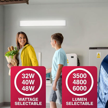 Sylvania 48" LED Prismatic Wrap Light, 32/40/48W, 3 CCT (3500/4000/5000K) Select, 4000/5000/6000 LMS, Linkable, White - 1 Pack (66739)