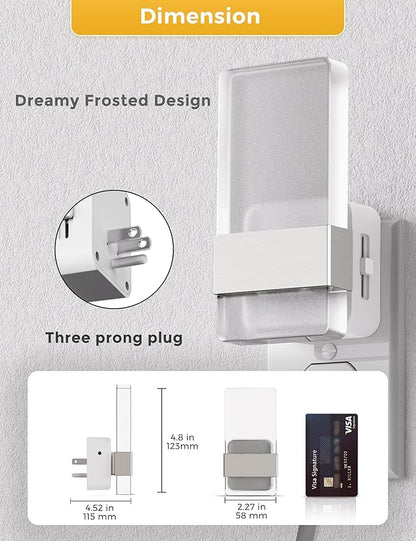 L LOHAS LED Night Light, Night Lights Plug Into Wall, Dusk-to-Dawn Sensor Decorative Night Light, 0-100LM Dimmable Nightlight, LED Acrylic Nightlights for Bathroom, Hallway, Adults, 1 Pack