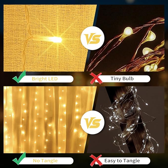Color Changing Curtain Lights, Pink Room Decor 8 Modes LED String Lights for Garden, Teen Girls' Room, Party, Window, Wall, Valentines Day and Christmas Decor(Warm White and Pink)