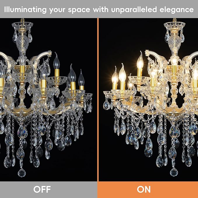 Large Crystal Chandelier for High Ceiling, 15 Lights 2 Layers Maria Theresa Crystal Chandelier Modern Luxury Gold Chandelier Lighting Fixture for Dining Room, Living Room, Foyer, Staircase
