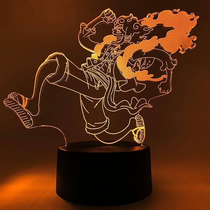 Otaku Lamps Luffy GEAR5 Moon One Piece – Anime Lamp Figure Night Light, 16 Color RGB LED – 3D Anime Room Décor Gift for Otaku