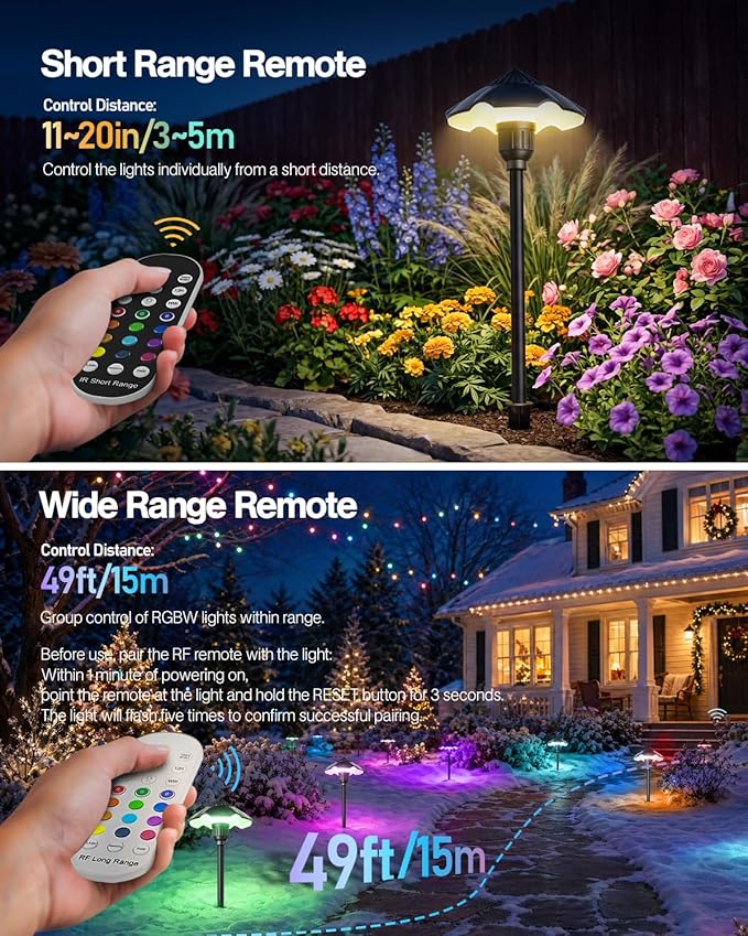 HIBOITEC 4-Pack RGBW Low Voltage Pathway Lights 3W 12-24V LED Landscape Lighting Outdoor Color Changing Landscape Lights Aluminum Waterproof Path Lighting for Walkway Yard Garden