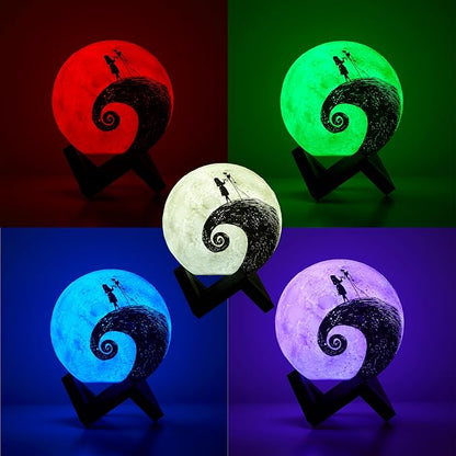 The Nightmare Before Christmas Spiral Hill LED Mood Light, Color Changing Decorative Lamp Featuring Jack Skellington,Battery Operated Tabletop Light